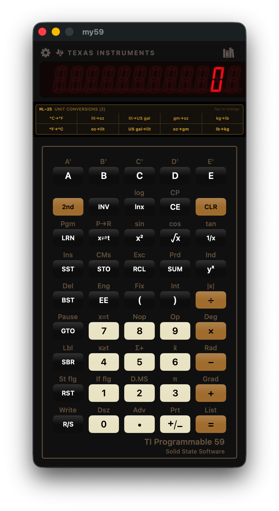 MY59 - TI-59 Microcode Emulator running on iPhone